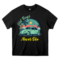 Black Vintage Funny Beetle Bug Distressed Classic Cars Old Bugs Never Die Heavy Core Tee - artisFamous