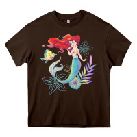 Chocolate Brown the little mermaid ari  and flounder sea t shirt Heavy Core Tee - artisFamous
