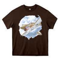 Chocolate Brown 40 flying tigers Heavy Core Tee - artisFamous