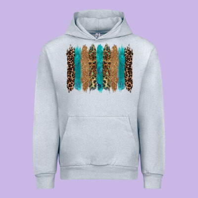 Glitter Turqoise Leopard Tooled Leather Background Urban Hoodie Designed By Ranaportraitstore