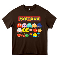 Chocolate Brown 80s pacman ghosts video games Heavy Core Tee - artisFamous