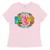 Bubblegum Pink Chillin Peeps With My Ladies Tee - CowhideDigitalArt