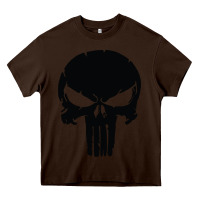 Chocolate Brown the punisher skull black Heavy Core Tee - artisFamous