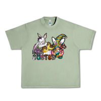 Oil Green Happy Easter Urban Heavy Tee - CowhideDigitalArt