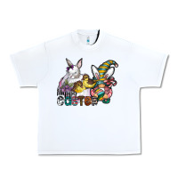 White Happy Easter Urban Heavy Tee - CowhideDigitalArt