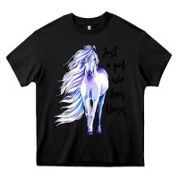 Black just a girl who loves horses Heavy Core Tee - artisFamous