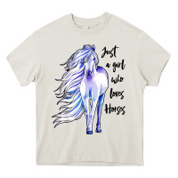 Cream just a girl who loves horses Heavy Core Tee - artisFamous