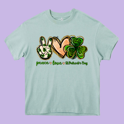 Peace Love St.patrick's Day Heavy Core Tee Designed By Jasminsmagicworld