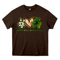 Chocolate Brown peace love st.patrick's day Heavy Core Tee - Jasminsmagicworld