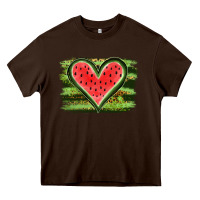 Chocolate Brown Watermelon Heart Heavy Core Tee - artisFamous