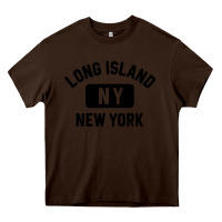 Chocolate Brown long island ny gym style distressed amber print Heavy Core Tee - artisFamous