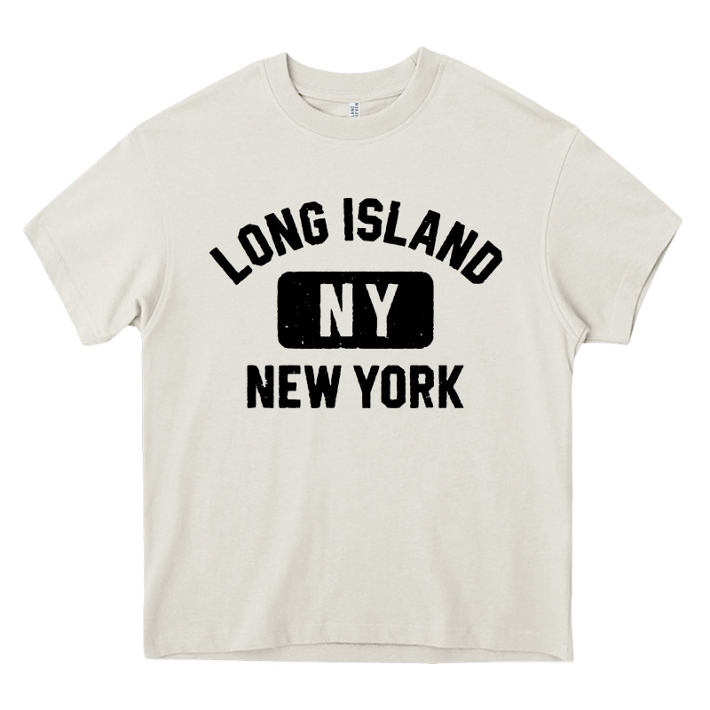 Long Island Ny Gym Style Distressed Amber Print Heavy Core Tee by artisFamous | Teevron