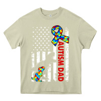 Mossy mens distressed dinosaur autism dad usa flag Heavy Core Tee - artisFamous
