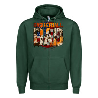 Sports Green basketball dad Zipper Hoodie - Jasminsmagicworld