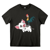 Asphalt hei hei rooster and pig funny cartoon Heavy Core Tee - artisFamous