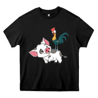 Black hei hei rooster and pig funny cartoon Heavy Core Tee - artisFamous