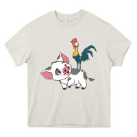 Cream hei hei rooster and pig funny cartoon Heavy Core Tee - artisFamous