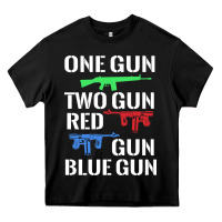 Black one gun two gun red gun blue gun Heavy Core Tee - artisFamous