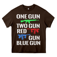 Chocolate Brown one gun two gun red gun blue gun Heavy Core Tee - artisFamous