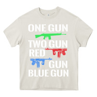 Cream one gun two gun red gun blue gun Heavy Core Tee - artisFamous