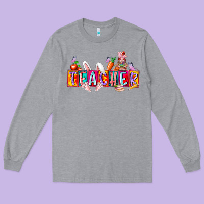 Teacher Easrter Day Long Sleeve Tee Designed By Racoondesign