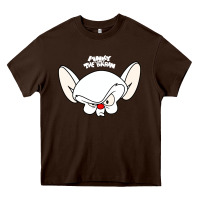 Chocolate Brown pinky and the brain big face Heavy Core Tee - artisFamous