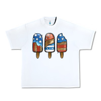 White Patriotic Leopard Popsicles Urban Heavy Tee - Jasminsmagicworld