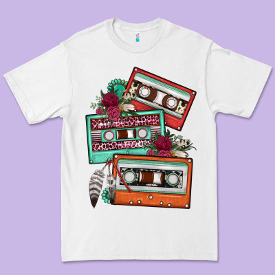 Cassette Floral Gemstone Premium Tee Designed By Fadigitalartstudio