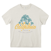 Cream california malibu beach Heavy Core Tee - artisFamous
