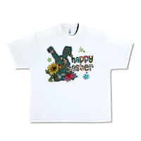 White Happy Easter Urban Heavy Tee - CowhideDigitalArt