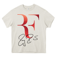 Cream rf federer Heavy Core Tee - artisFamous