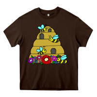 Chocolate Brown bee hive Heavy Core Tee - artisFamous