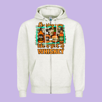 Chasing You Like A Shot Of Whiskey Zipper Hoodie Designed By Jasminsmagicworld