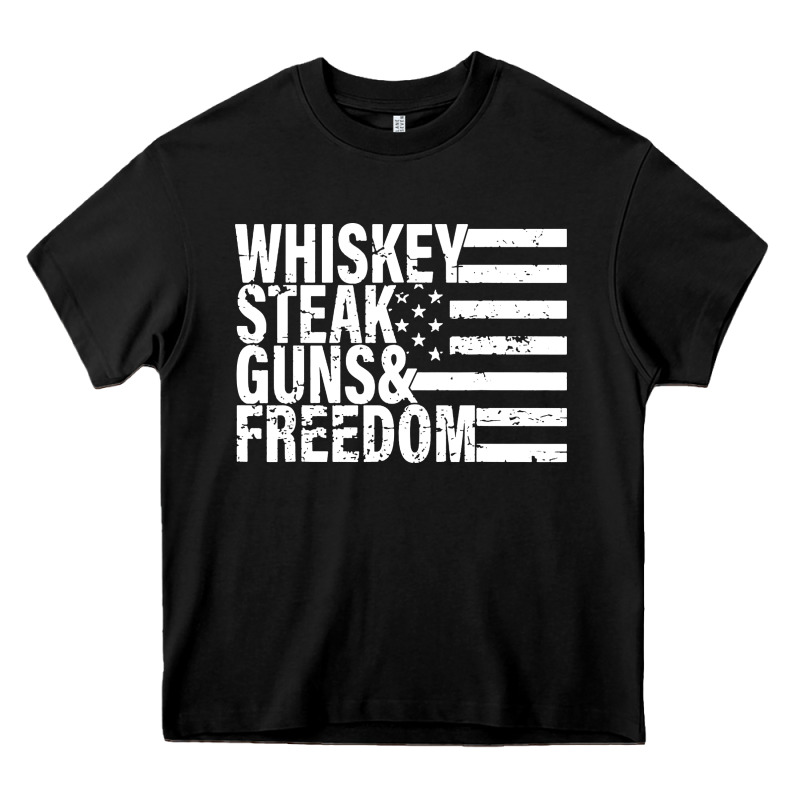 Whiskey Steak Guns Freedom Heavy Core Tee by artisFamous | Teevron