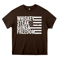 Chocolate Brown whiskey steak guns freedom Heavy Core Tee - artisFamous