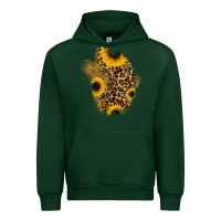 Forest Green glitter sunflowers leopard patch Urban Hoodie - RanaPortraitStore