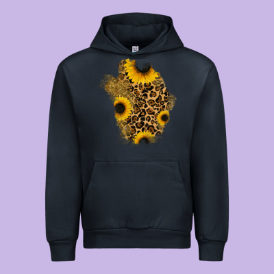 Glitter Sunflowers Leopard Patch Urban Hoodie Designed By Ranaportraitstore