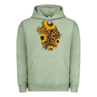 Pigment Oil Green glitter sunflowers leopard patch Urban Hoodie - RanaPortraitStore
