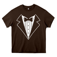 Chocolate Brown fake tux tuxedo suit tie Heavy Core Tee - artisFamous