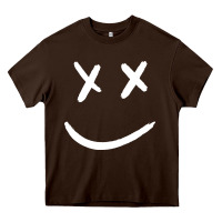 Chocolate Brown x eyed smiley face x eyes smiling Heavy Core Tee - artisFamous