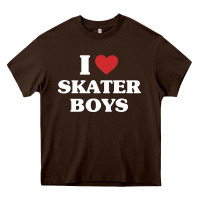 Chocolate Brown i love skater boys Heavy Core Tee - artisFamous
