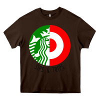 Chocolate Brown sips and  trips Heavy Core Tee - artisFamous