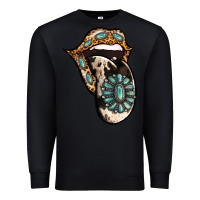 Black Turquoise Gemstone Leopard Cowhide Tongue Premium Sweatshirt - Jasminsmagicworld