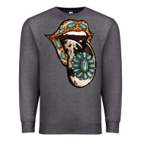 Charcoal Heather Turquoise Gemstone Leopard Cowhide Tongue Premium Sweatshirt - Jasminsmagicworld