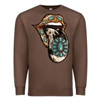 Chestnut Turquoise Gemstone Leopard Cowhide Tongue Premium Sweatshirt - Jasminsmagicworld