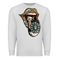 Dove Grey Turquoise Gemstone Leopard Cowhide Tongue Premium Sweatshirt - Jasminsmagicworld
