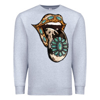 Heather Grey Turquoise Gemstone Leopard Cowhide Tongue Premium Sweatshirt - Jasminsmagicworld