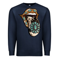 Navy Turquoise Gemstone Leopard Cowhide Tongue Premium Sweatshirt - Jasminsmagicworld