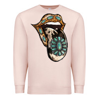 Pale Pink Turquoise Gemstone Leopard Cowhide Tongue Premium Sweatshirt - Jasminsmagicworld