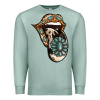 Seafoam Turquoise Gemstone Leopard Cowhide Tongue Premium Sweatshirt - Jasminsmagicworld